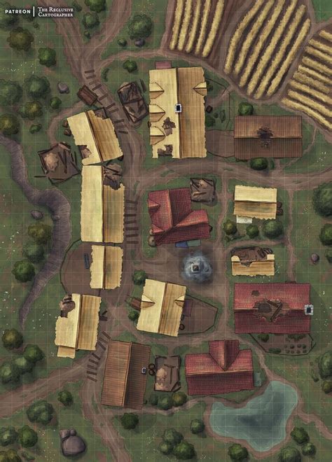 Raided Village Battlemap The Reclusive Cartographer Village Map