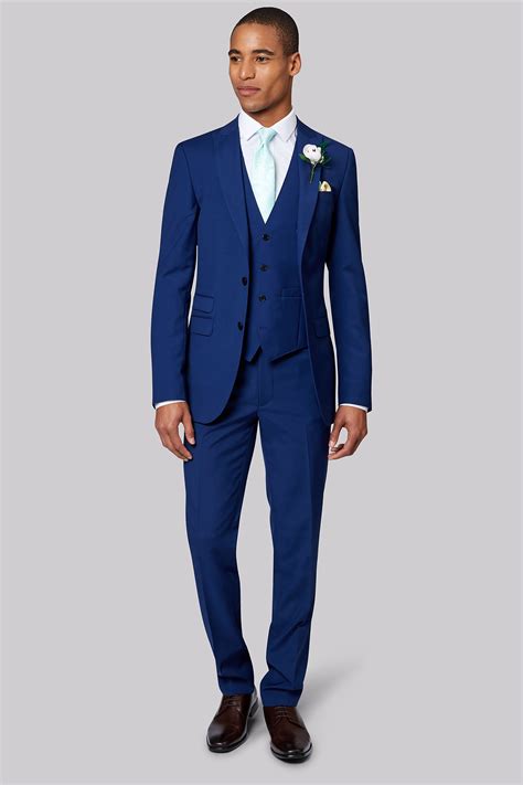 French Connection Bright Blue Lounge Jacket Moss Hire Wedding Suits