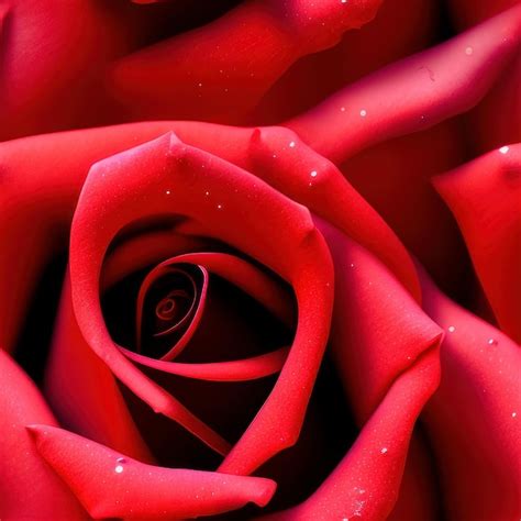 Un Primer Plano De Una Rosa Roja Con Gotas De Agua En Sus P Talos