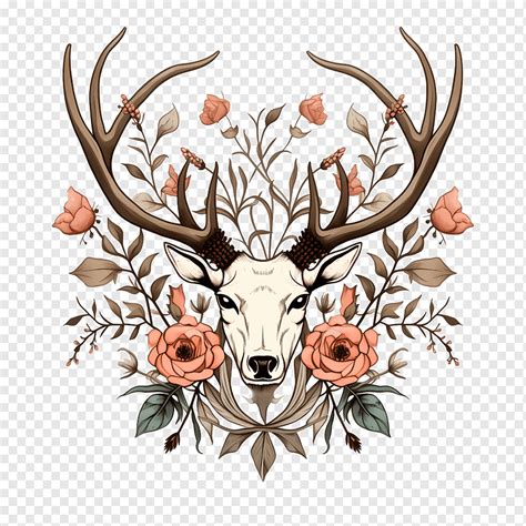 Floral Design Deer Antlers And Flowers Png PNGWing