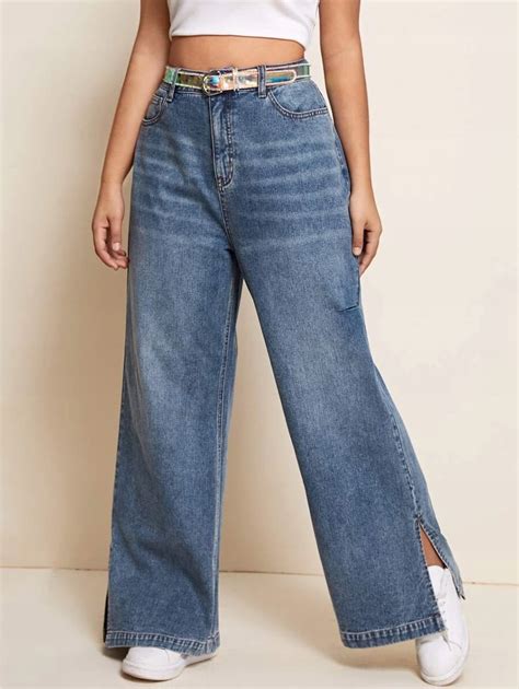 Shein Jeansy Szerokie Nogawki Z Rozci Ciami Xl Allegro Pl