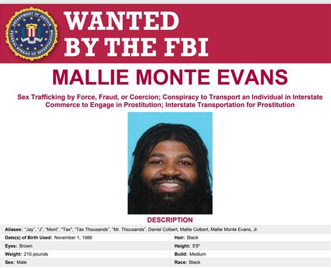 Fbi Los Angeles On Twitter Mallie Monte Evans Is Wanted For Allegedly Running A Multi State