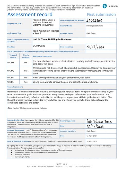 9 2 Pablo Iglesias Periera Btec Assessment Record 2023 04 18 09 26 03 Please Note When