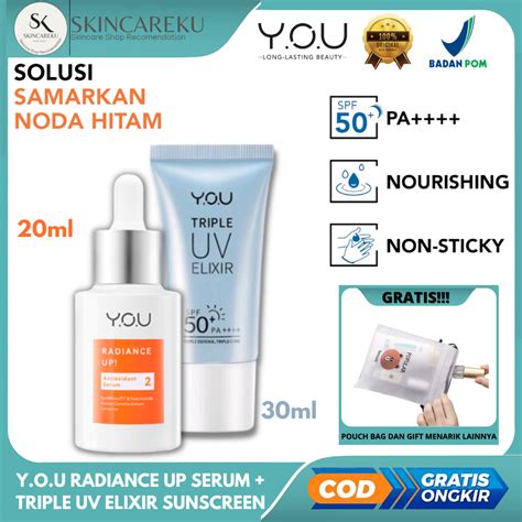 Paket Skincare YOU Radiance Up Antioxidant Serum Sunscreen YOU Triple