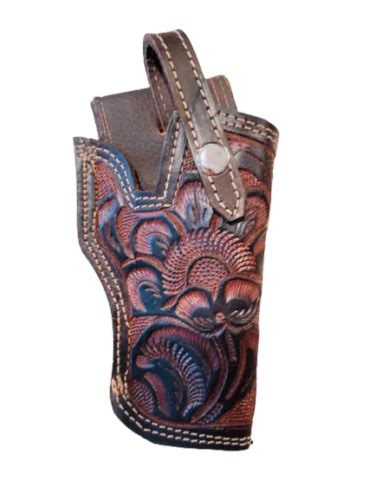 Western Right Handed Brown Tooled Leather Holster Only Mm Ebay