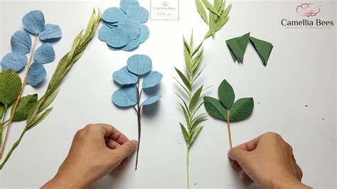 How To Make Paper Leaves From Crepe Paper Diy Paper Craft Youtube