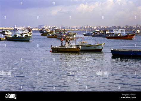 Panoramic View Of Mediterranean Sea Alexandria Arab Republic Of Egypt