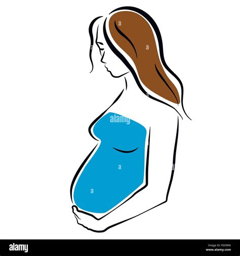 A Pregnant Woman Holding Her Belly Vector Art Stock Vector Image And Art Alamy