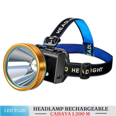 Jual Headlamp Senter Kepala LED Super Terang Jarak Jauh Baterai Cas USB