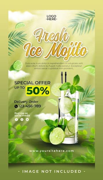 Restaurante Mojito De Gelo Fresco Para Promo O Modelo De Banner De