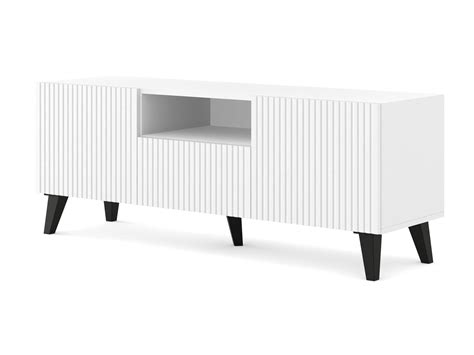 Mueble De Tv Ravenna B Cm D S Blanco Mate Patas Negras