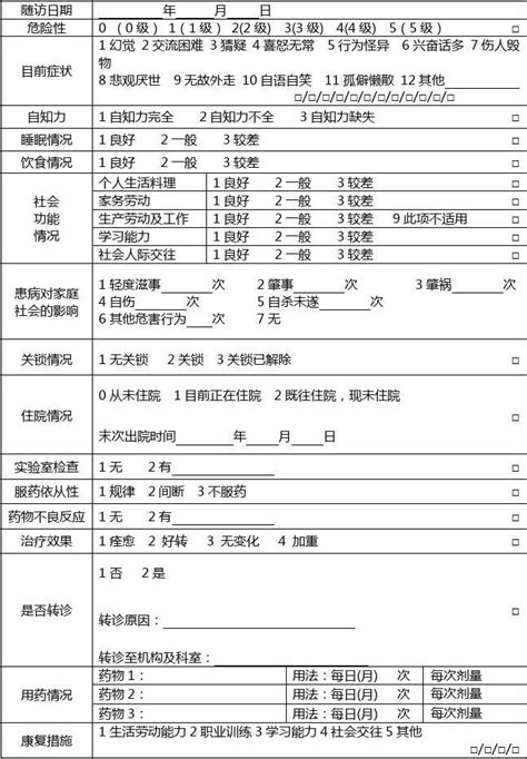 严重精神障碍患者随访服务记录表word文档在线阅读与下载无忧文档