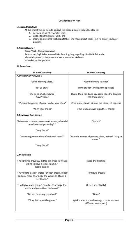 Grade 8 English Detailed Lesson Plan