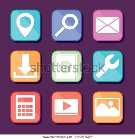 App Symbols Icon Set Design Stock Vector Royalty Free 2140504395