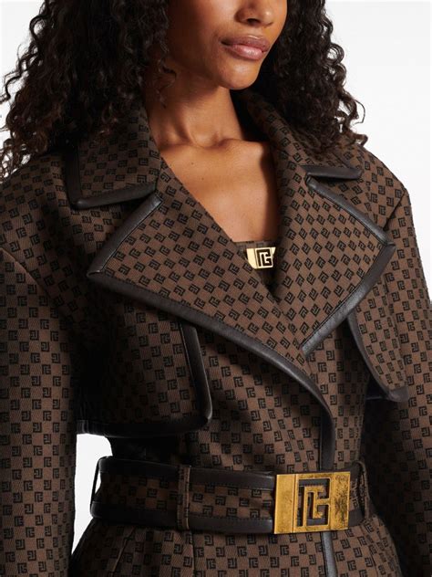 Balmain Mini Monogram Jacquard Trench Coat Farfetch