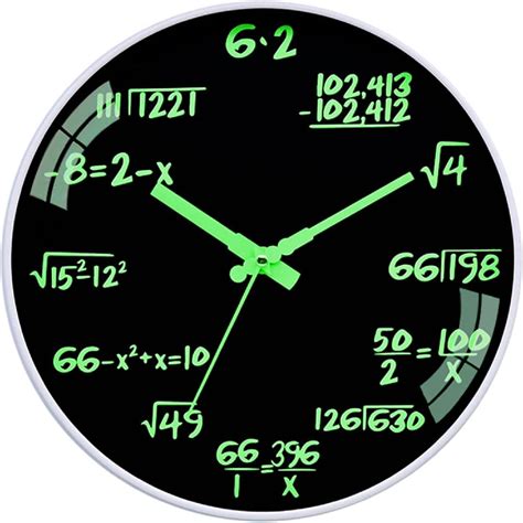 Math Wall Clock 12 Inch Luminous Mathematical Equations Night Light