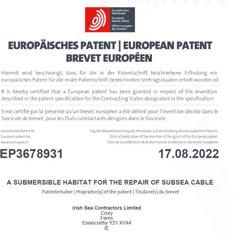 Isc Granted European Patent For Aersub