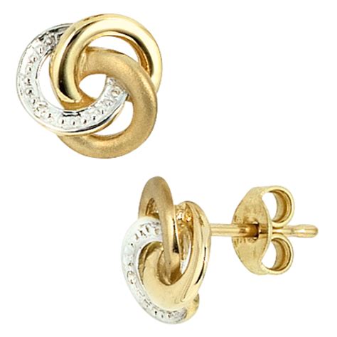 Juwelier Grützmacher Ohrstecker Knoten verschlungen 585 Gold Gelbgold