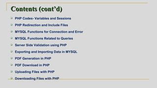 Overview Of Php And Mysql Ppt