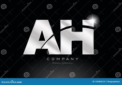 Silver Letter Ah A H Metal Combination Alphabet With Grey Color On