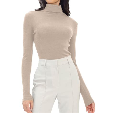 Xiuh Tops For Women Turtleneck Long Sleeve Shirts Mock Neck Fall Fashion 2023 Slim Fit Winter