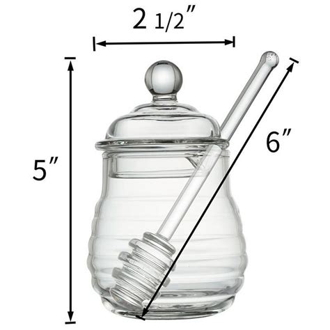 Luxe Transparant Glas Honing Pot Met Deksel En Dip Grandado