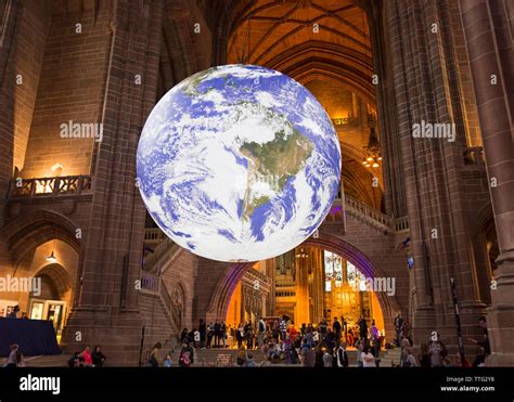 Planet Earth Inside Liverpool Cathedral Gaia Art Installation Created