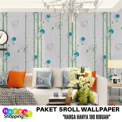 Jual PAKET 5ROLL Walpaper Dinding Wallpaper Stiker Dinding Motif