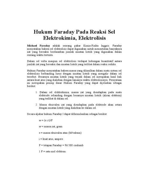 Pdf Hukum Faraday Pada Reaksi Sel Elektrokimia Docx Dokumen Tips