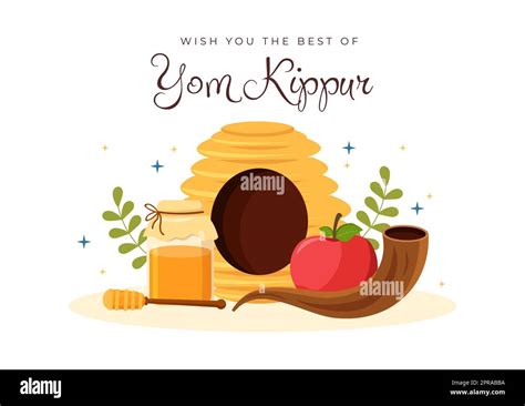 Yom Kippur Celebration Hand Drawn Cartoon Flat Illustration To Day Of