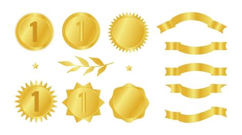 Premium Vector Award Medal Ribbon Crown Rank Design Elements