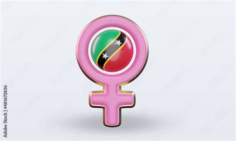 3d Women Day Symbol St Kitts And Nevis Flag Rendering Front View Stock Illustration Adobe Stock