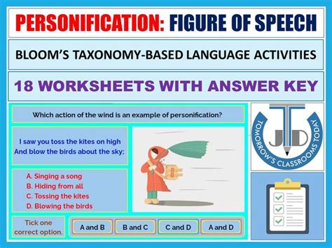 PERSONIFICATION - FIGURE OF SPEECH: WORKSHEETS WITH ANSWERS | Teaching ...