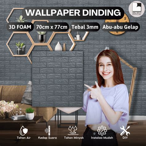 Jual Wd Abu Gelap Wallpaper Dinding Kamar Tidur D Foam Aesthetic