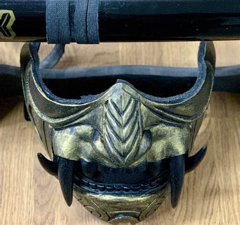 Half Face Gold Demon Assassin Ronin Samurai Mask Cool Baddass Etsy