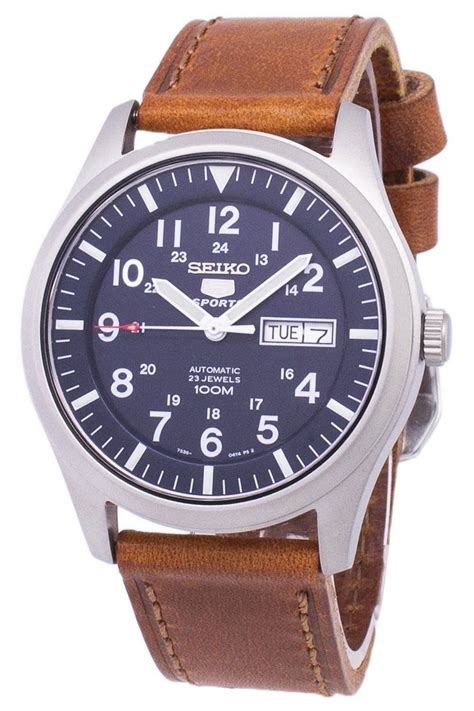 Seiko 5 Sports Automatic Ratio Brown Leather SNZG11K1 LS9 Men S Watch