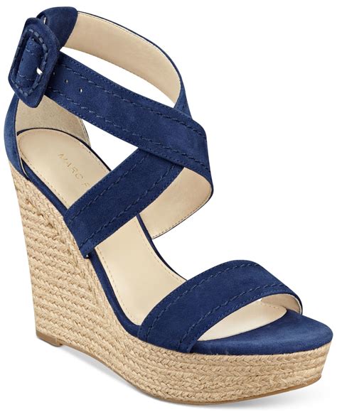 Marc Fisher Haely Platform Wedge Sandals In Blue Lyst