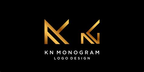 Letter K N monogram luxury logo design in gold color. 7505609 Vector ...