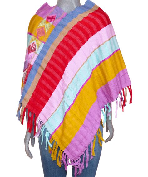 Poncho Multicolor Telar De Cintura