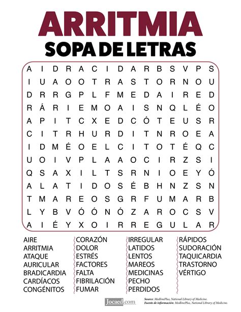 Arritmia Sopa De Letras Sopas De Letras Para Imprimir Word Search The