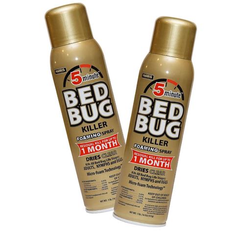 Harris 16 Oz 5 Minute Bed Bug Killer Foaming Spraykills All Life Stages 2 Pack 2goldbb16a