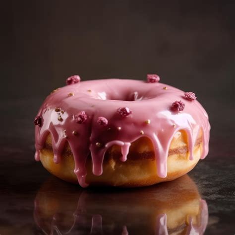 Premium Ai Image Pink Glazed Donut Generative Ai