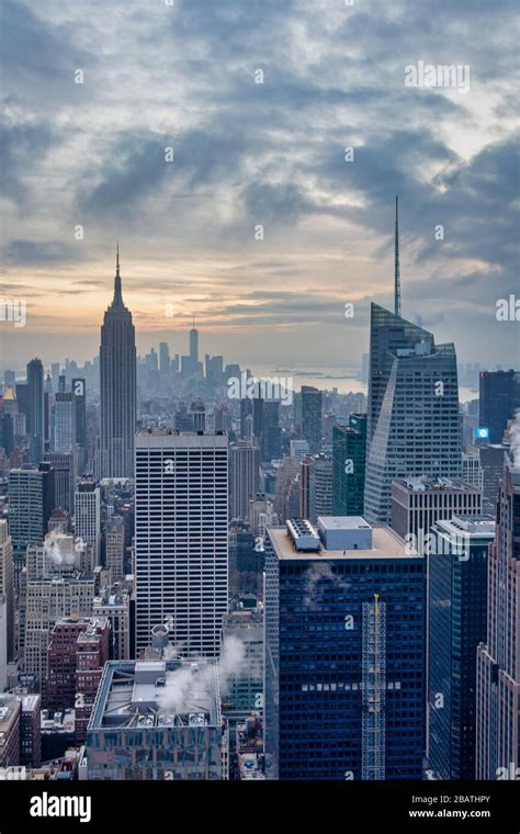 New York Skyline From The Top Of The Rock Rockefeller Center Sunset