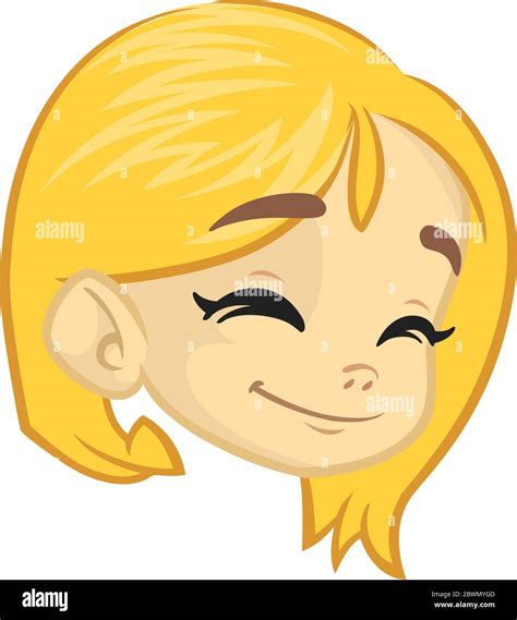 Cartoon Girl Smiling Cute Cartoon Vector Girl Face Expressions Set