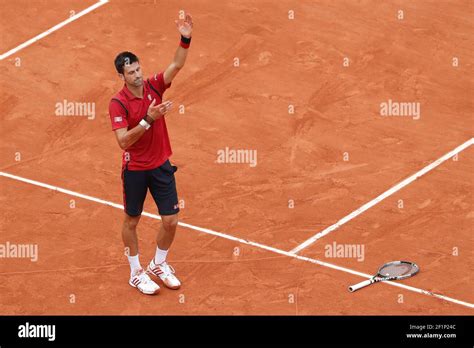 Novak DJOKOVIC SRB Greated Spectators During The Roland Garros French