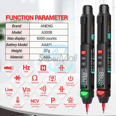 A A Mini Digital Multimeter Pen Smart Voice Broadcast Dc Ac