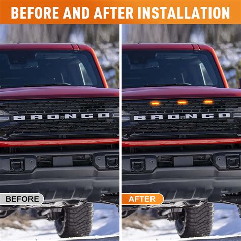 Amber Led Raptor Grille Lights Kit For 2021 Later Ford Bronco