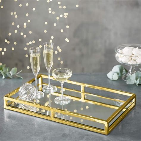 Amazon Mirrored Perfume Tray Decorative Gold Vanity Tray For