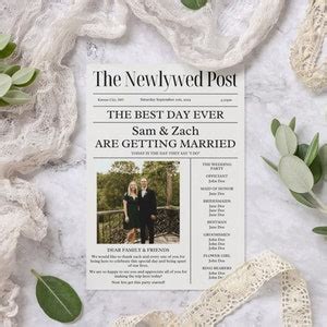 Editable Folded Newspaper Wedding Program Template Printable Etsy