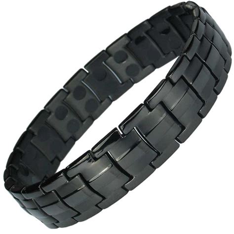 MPS JET BLACK DOUBLE STRENGTH TITANIUM MAGNETIC BRACELET Free Links